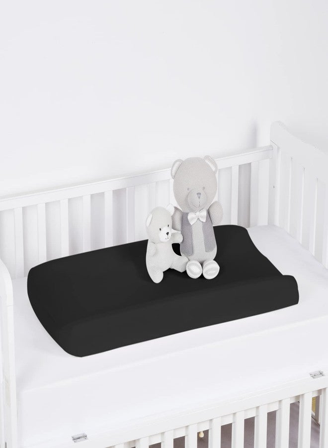 PHF Baby Changing Pad Covers for Boys Girls, 2 Pack Ultra Soft Breathable Microfiber Changing Pad Table Sheets for Most Baby Changing Pads, Black & Black - Image 2